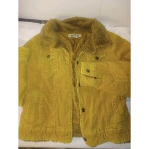 Moutif‎ Y2K Corduroy Brown Fur Button Jacket Women Large Lined Pockets Retro